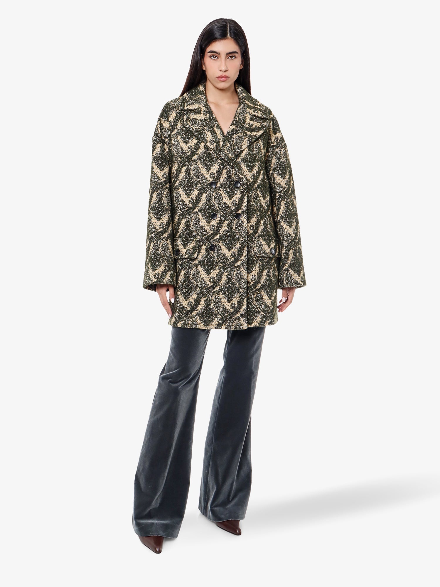 Etro Women Double-Breasted Coat With Multicolor Motif - 2