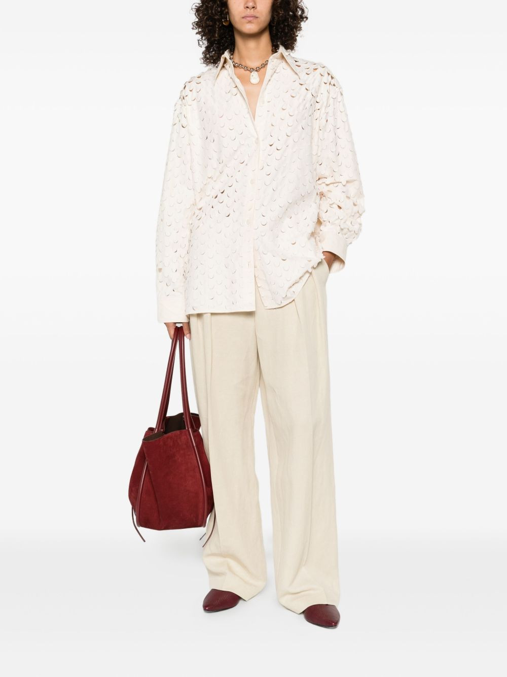 cut-out collared shirt - 2
