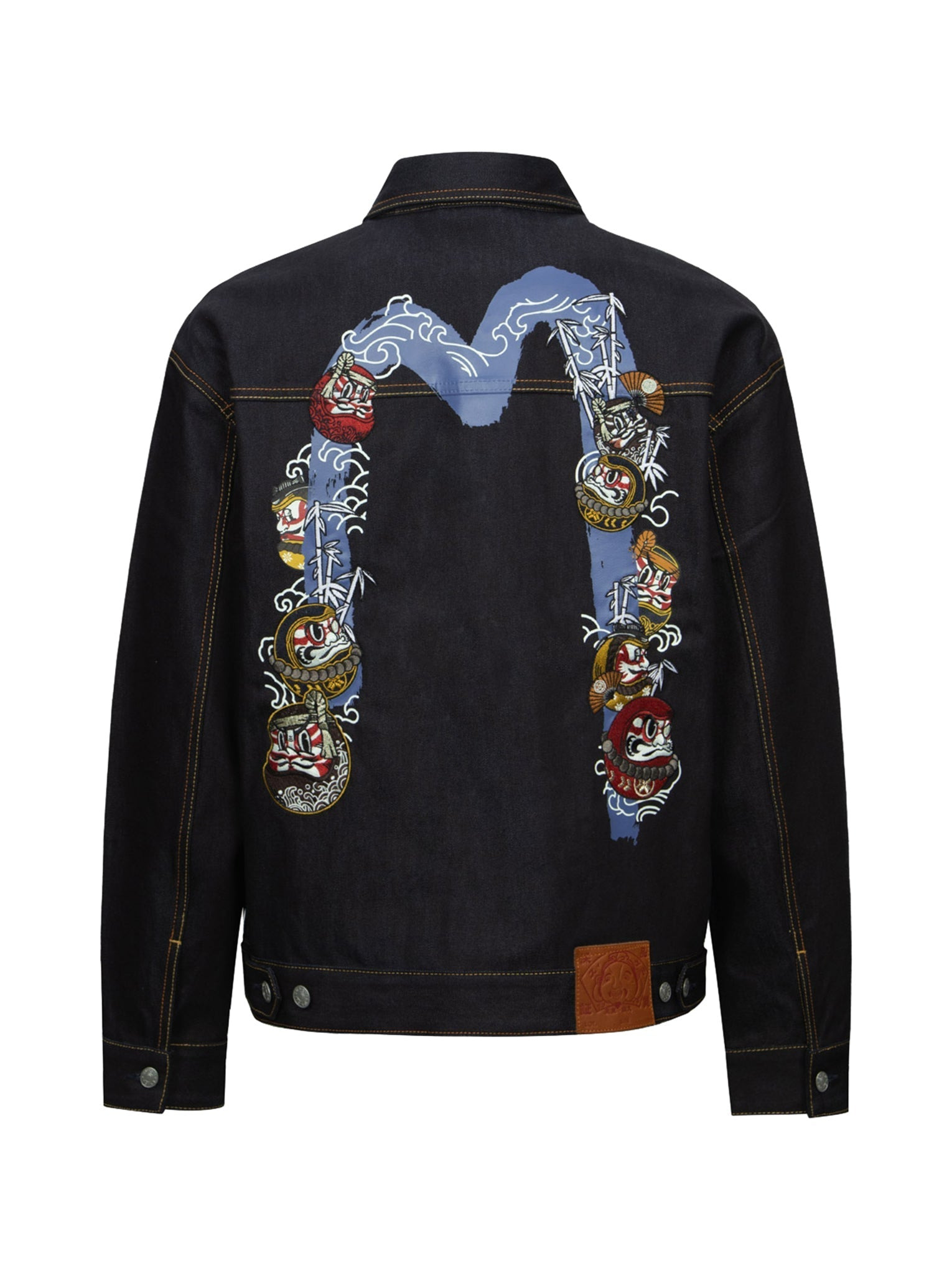 KUMADORI DARUMA DAICOCK PRINT AND EMBROIDERY LOOSE FIT DENIM JACKET - 15