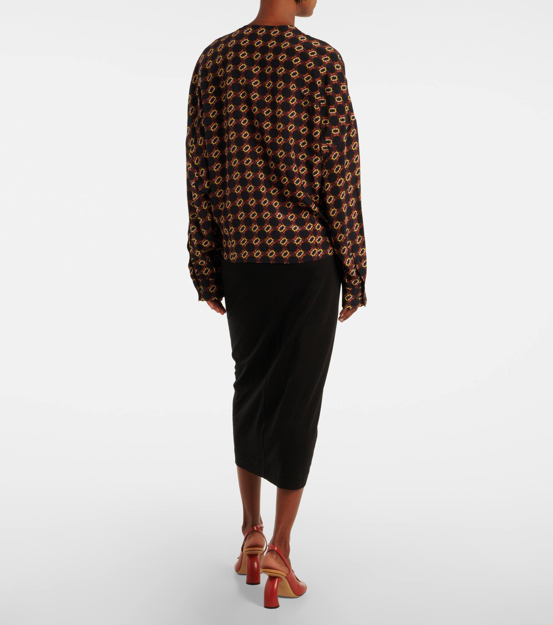 Draped printed silk top - 3