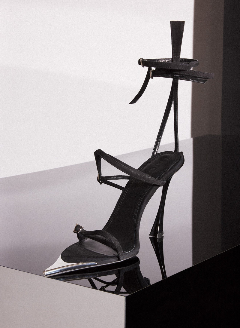 MUGLER Strappy black suede Fang 95 sandals outlook
