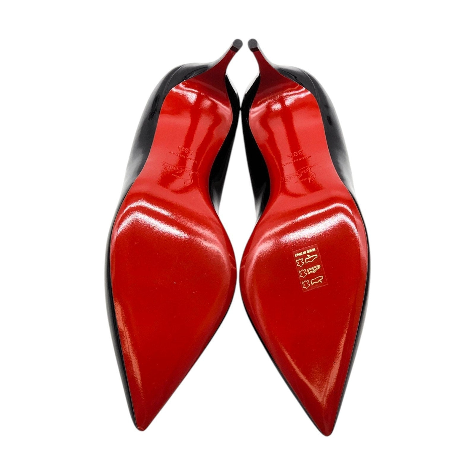 Christian Louboutin Hot Chick Patent Leather Kitten Heel Pumps Black - 6