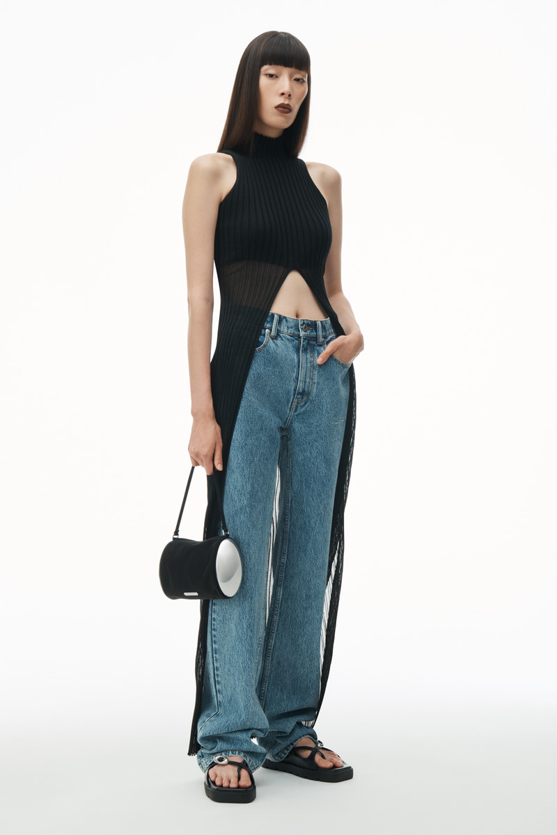 Alexander Wang Sheer Ribbed Cutaway Maxi Tunic outlook