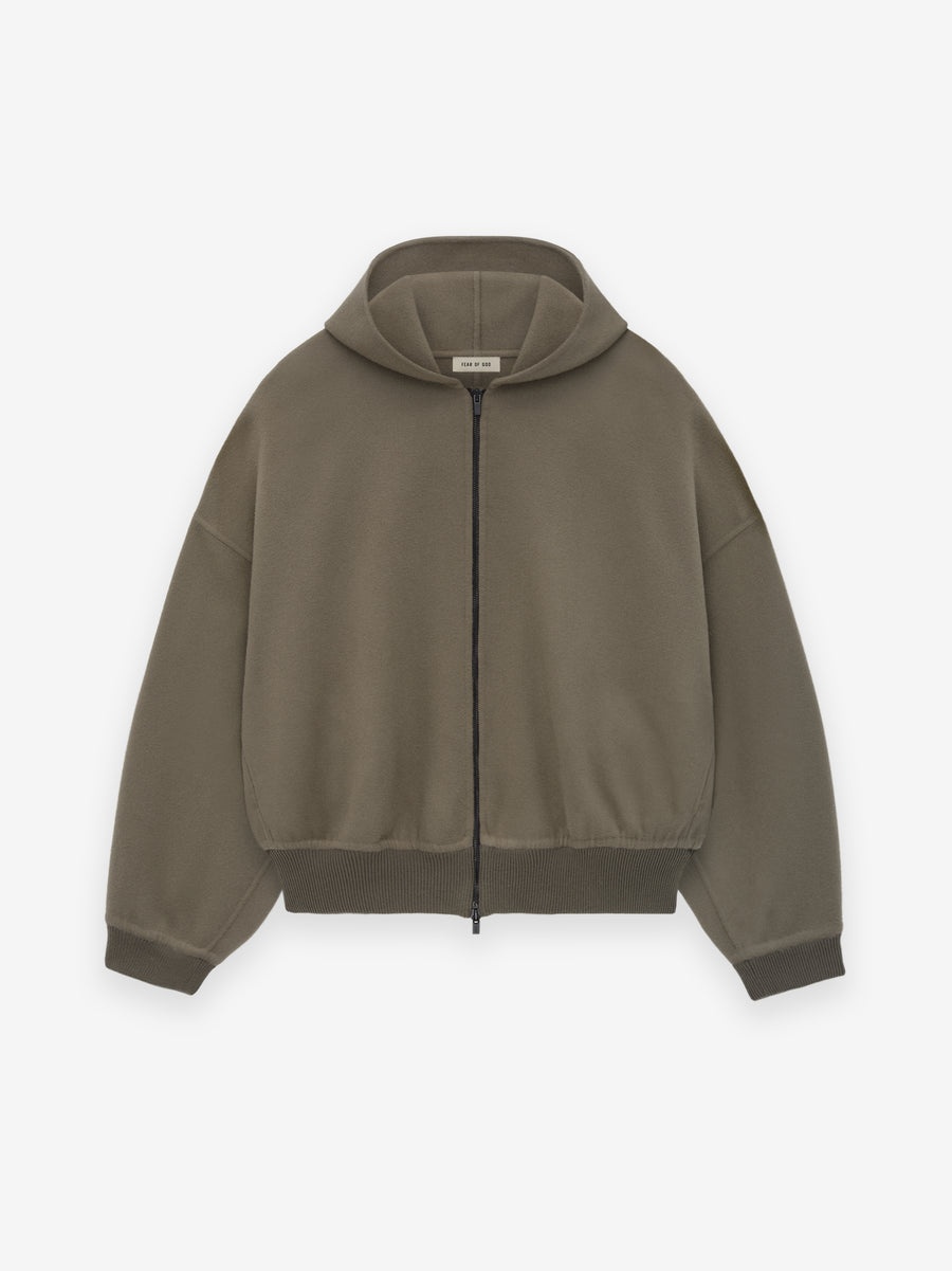 Double Wool Cashmere Hooded Bomber - 1