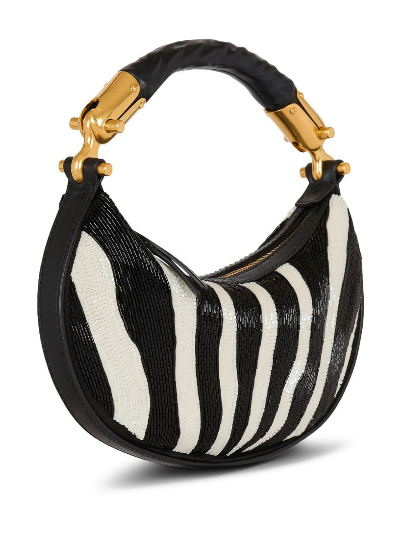 zebra-striped beaded shoulder bag 1