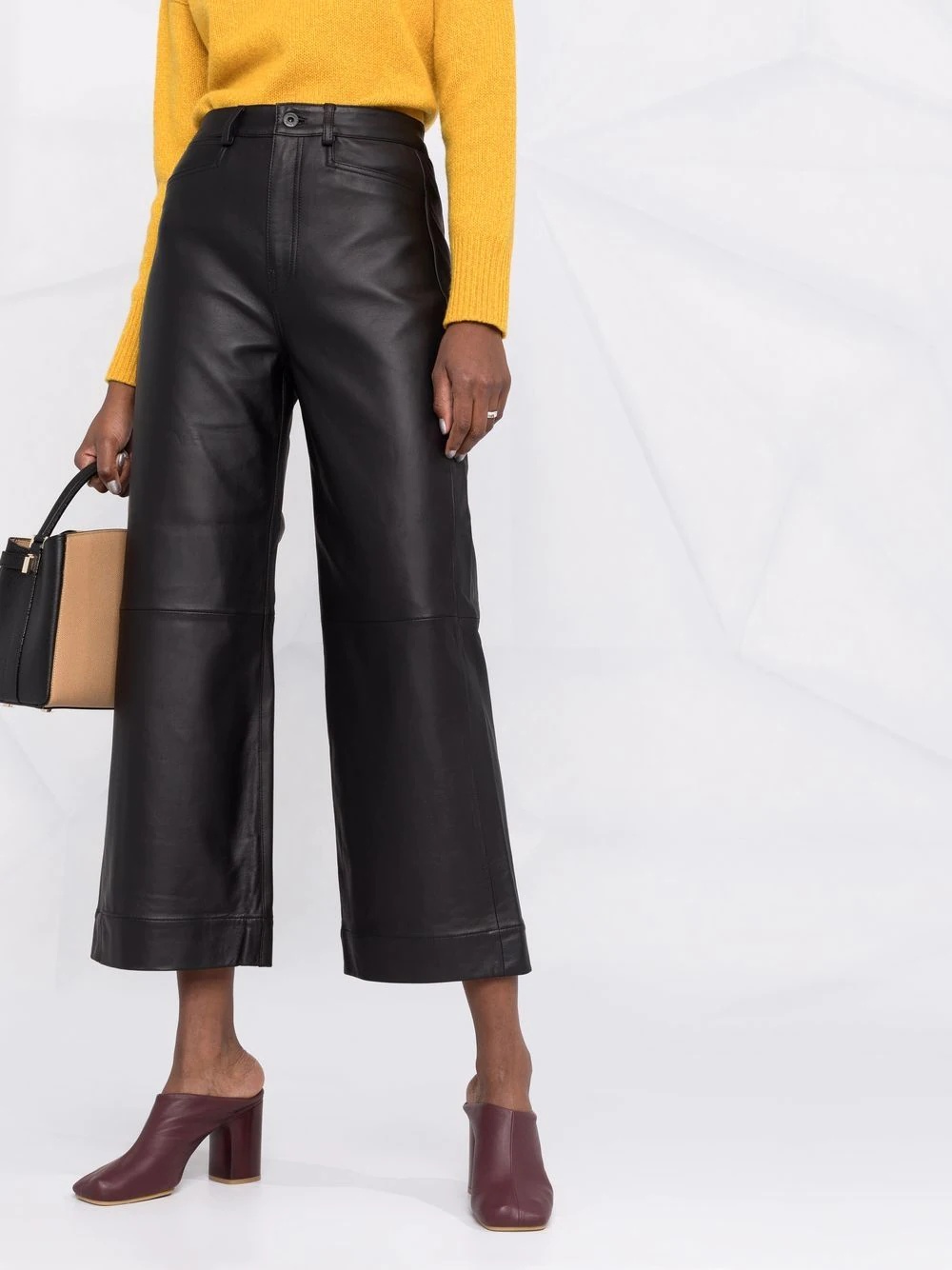 wide-leg leather trousers - 5