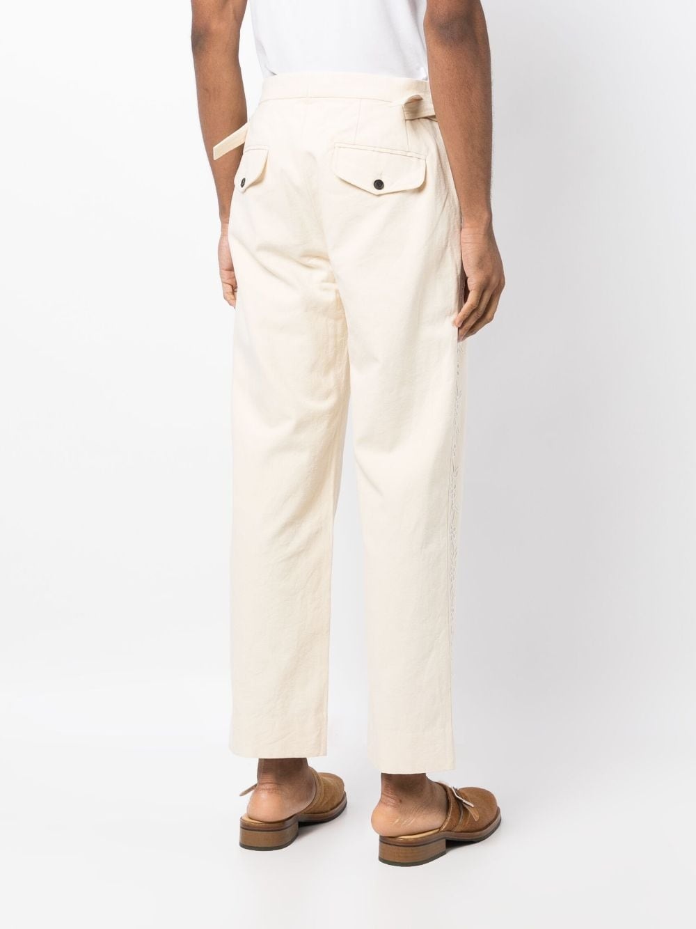 floral-embroidery chino trousers - 4