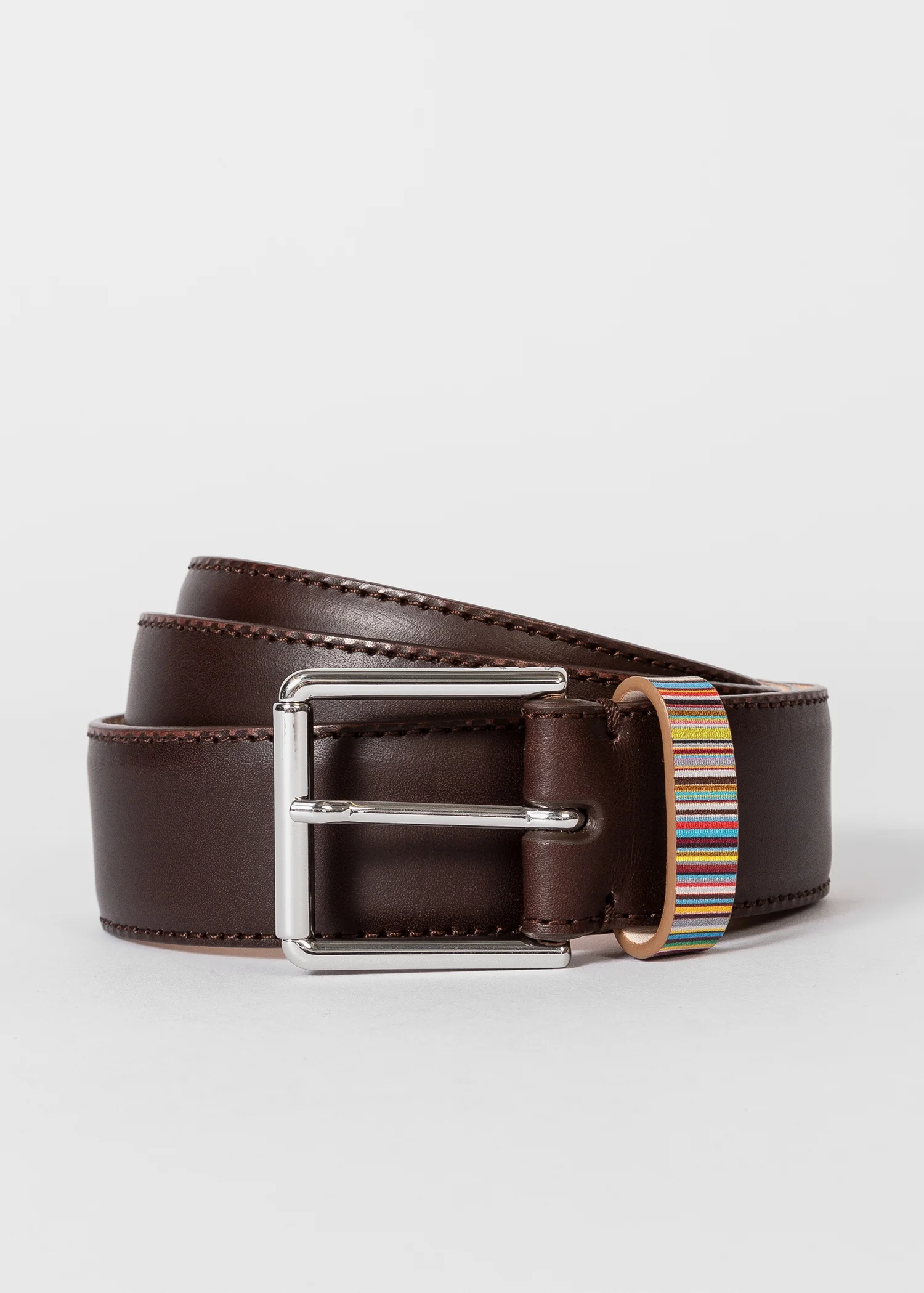 Leather Belt With 'Signature Stripe' Keeper - 1