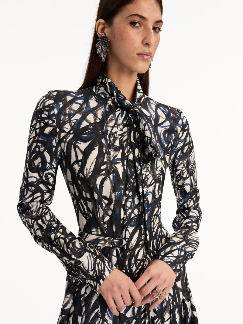 ABSTRACT SKETCH SILK TWILL DRESS 5