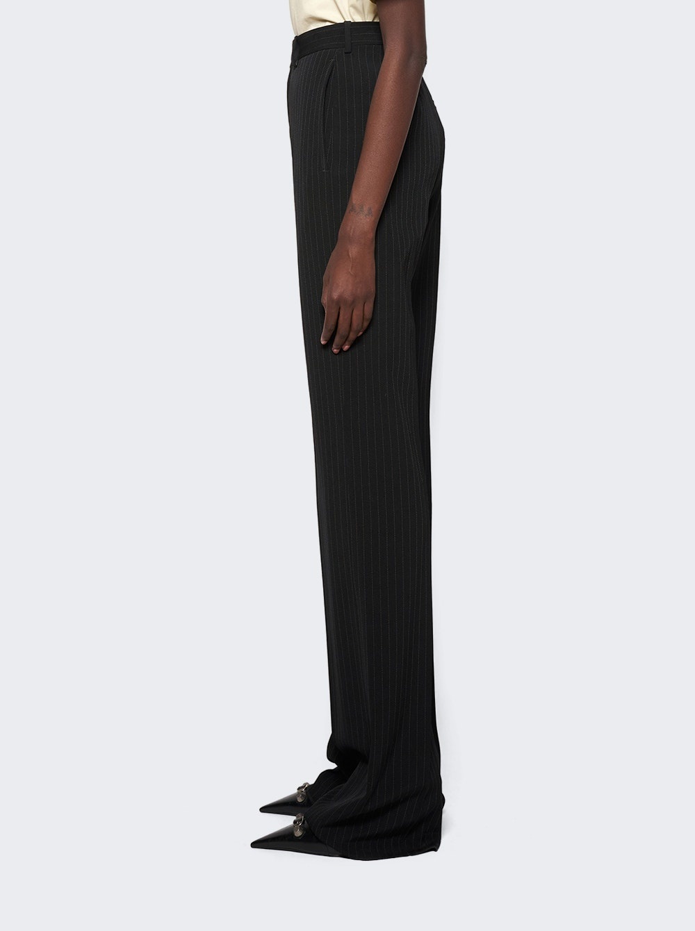 BALENCIAGA Pinstripe Pants Black and White | thewebster