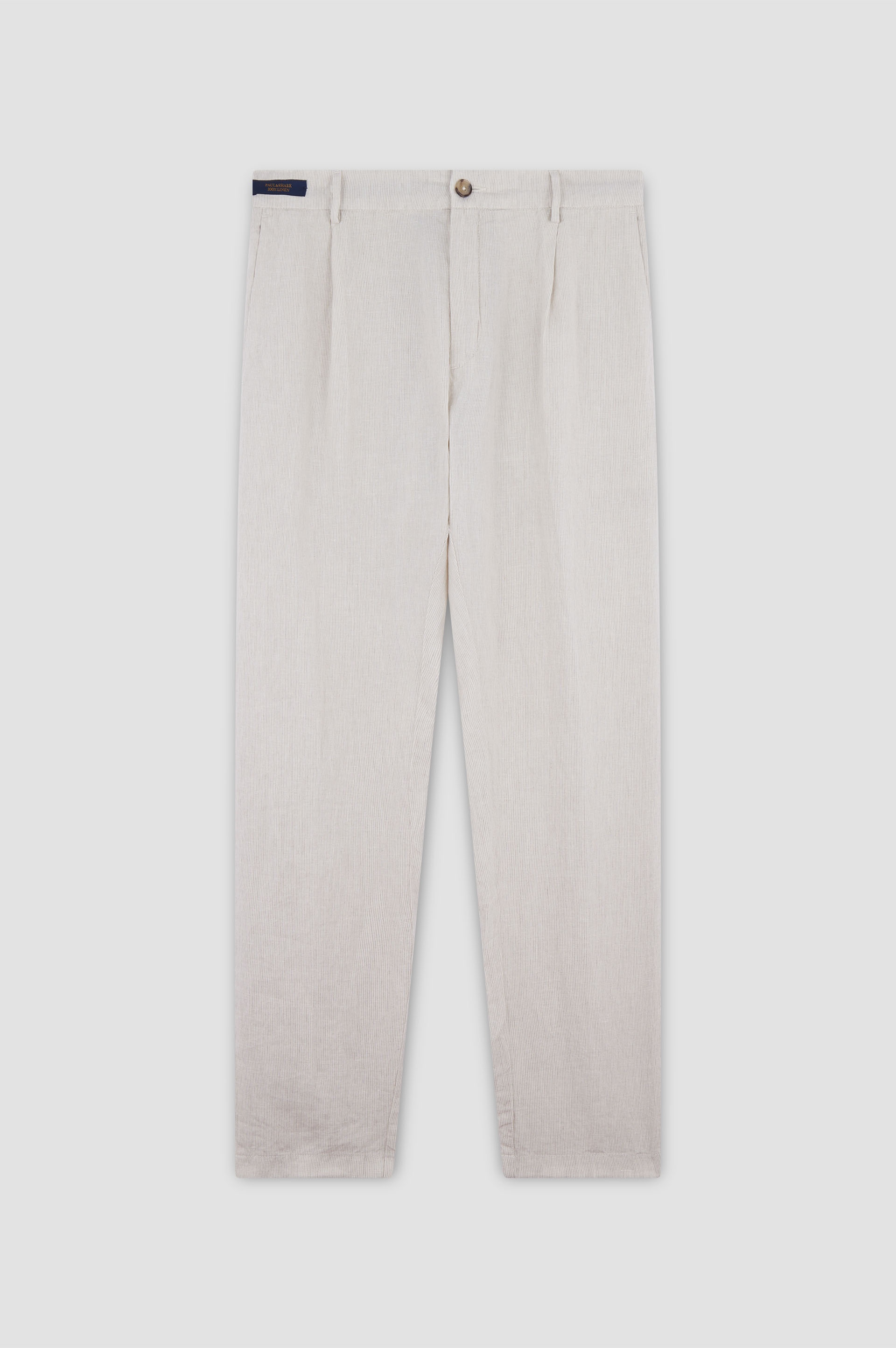 LINEN CHINO PANTS WITH STRIPED PATTERN - 1