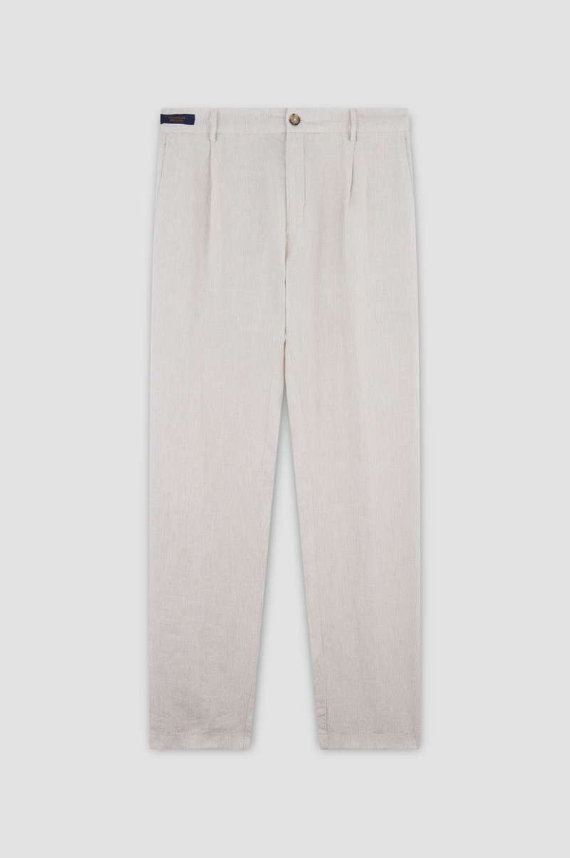 LINEN CHINO PANTS WITH STRIPED PATTERN 1