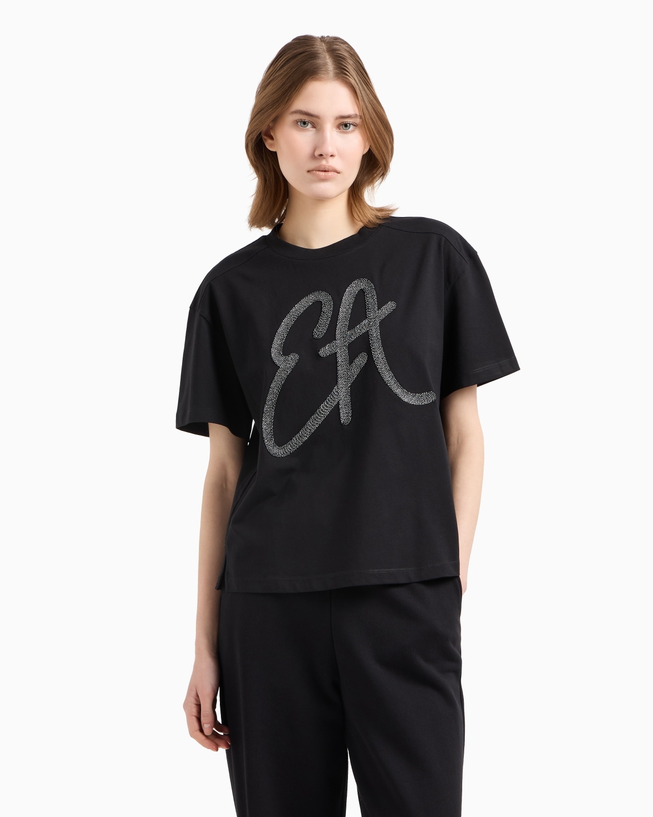 COTTON-JERSEY T-SHIRT WITH OVERSIZED LUREX LOGO - 2