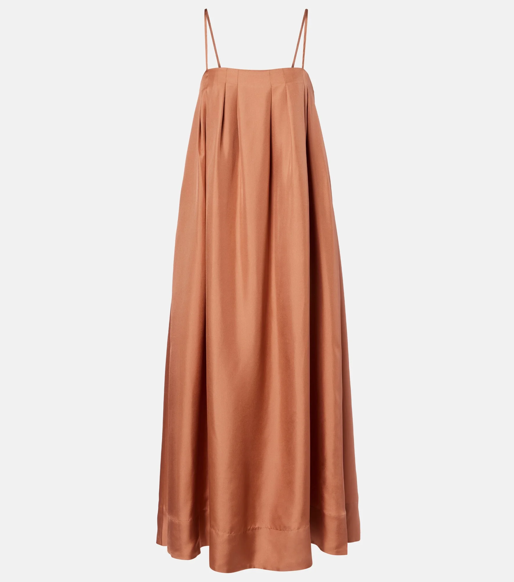 Heather pleated silk twill maxi dress - 1