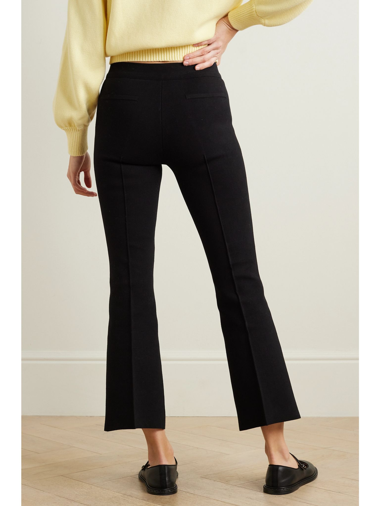 Kick cropped stretch-cotton flared pants Black - 3