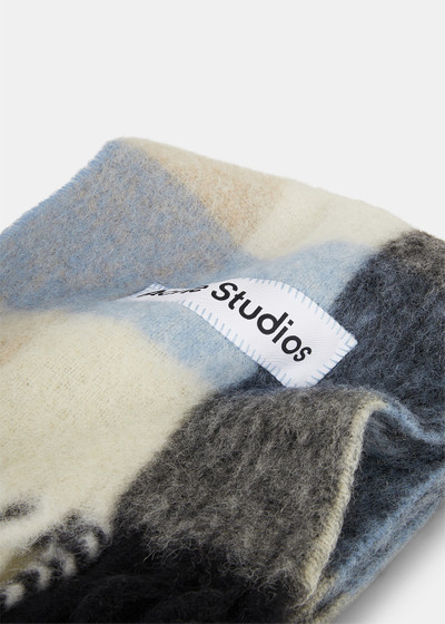 Acne Studios Blue Multi Mohair Checked Scarf outlook