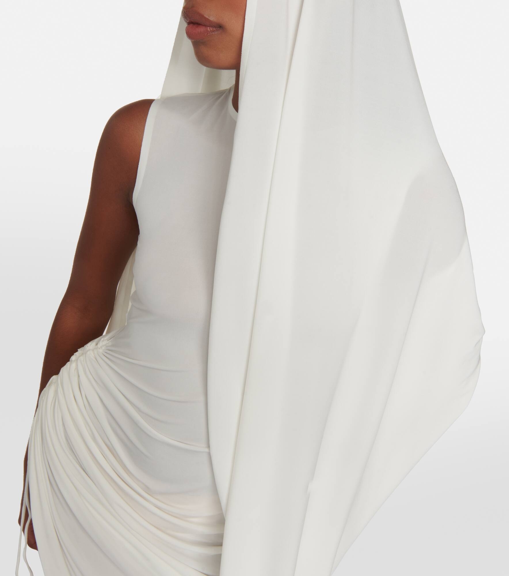 Asymmetric draped jersey minidress - 4