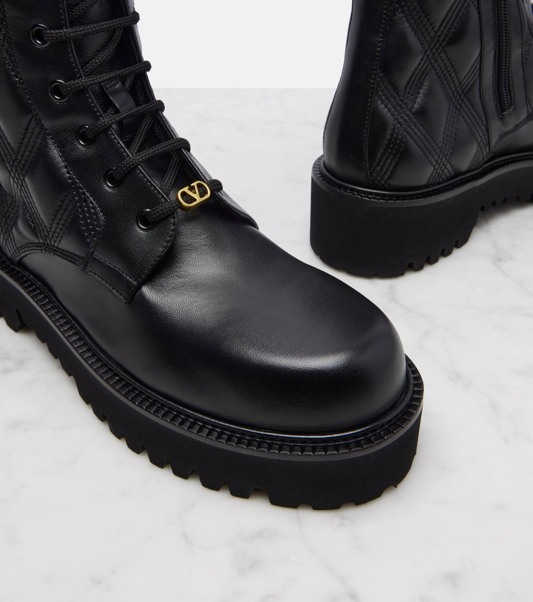 Quiltie 67 leather combat boots - 5