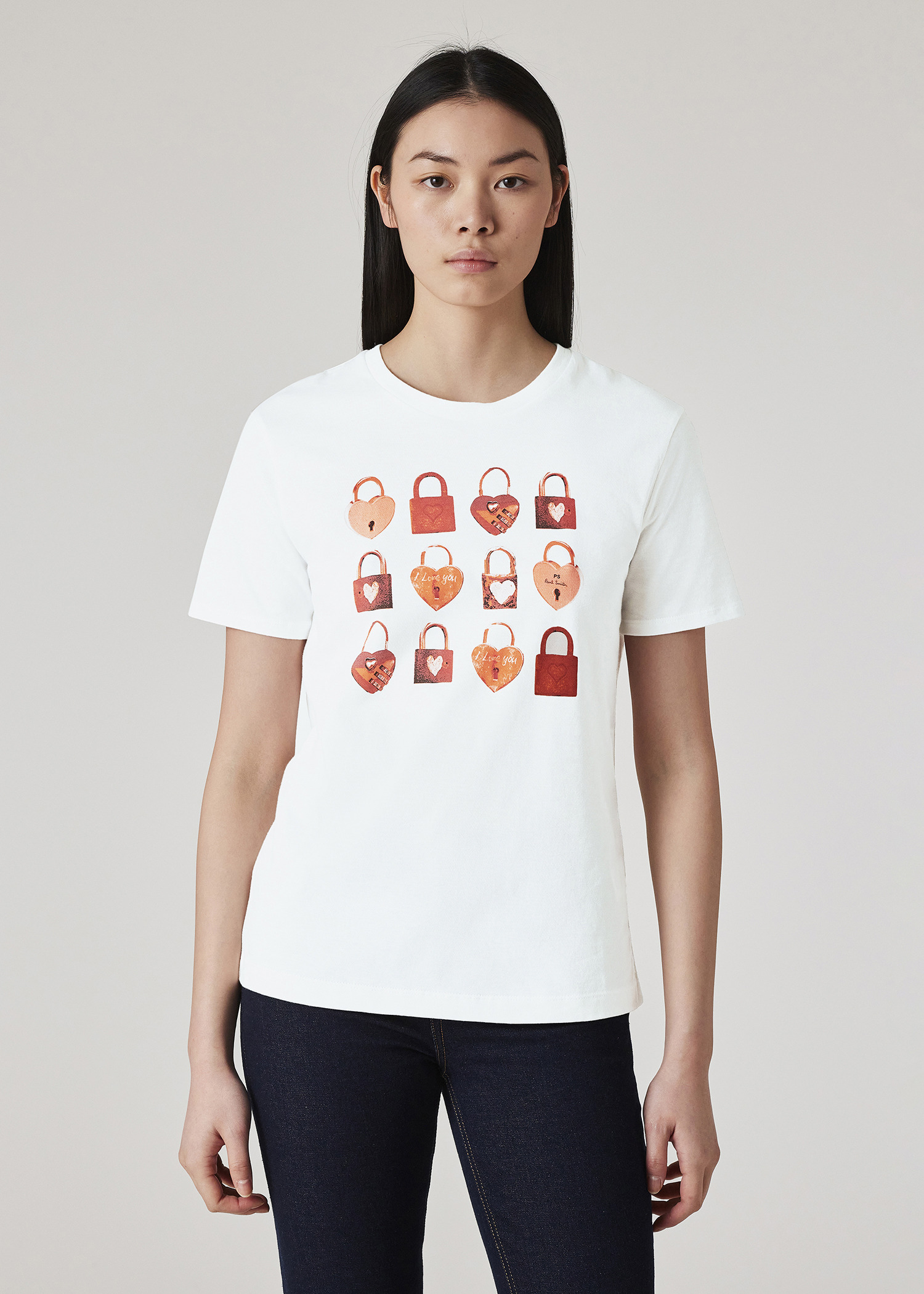 Women's White 'Heart Padlock' T-Shirt - 3