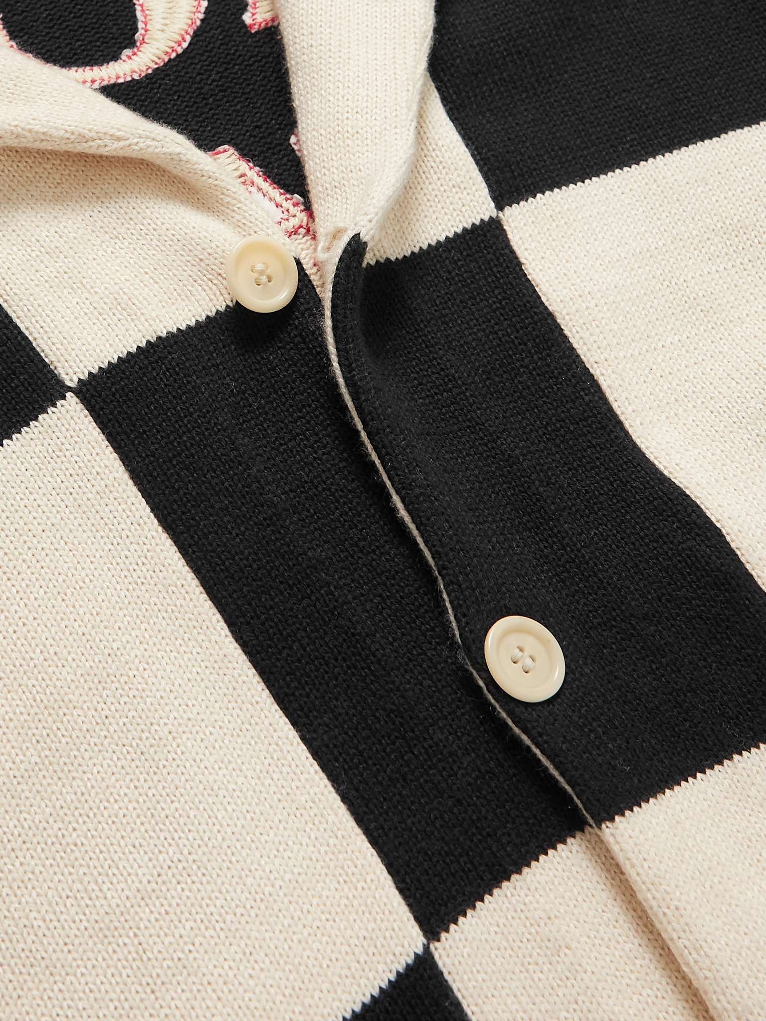 Camp-Collar Logo-Embroidered Intarsia Wool and Cashmere-Blend Shirt - 5