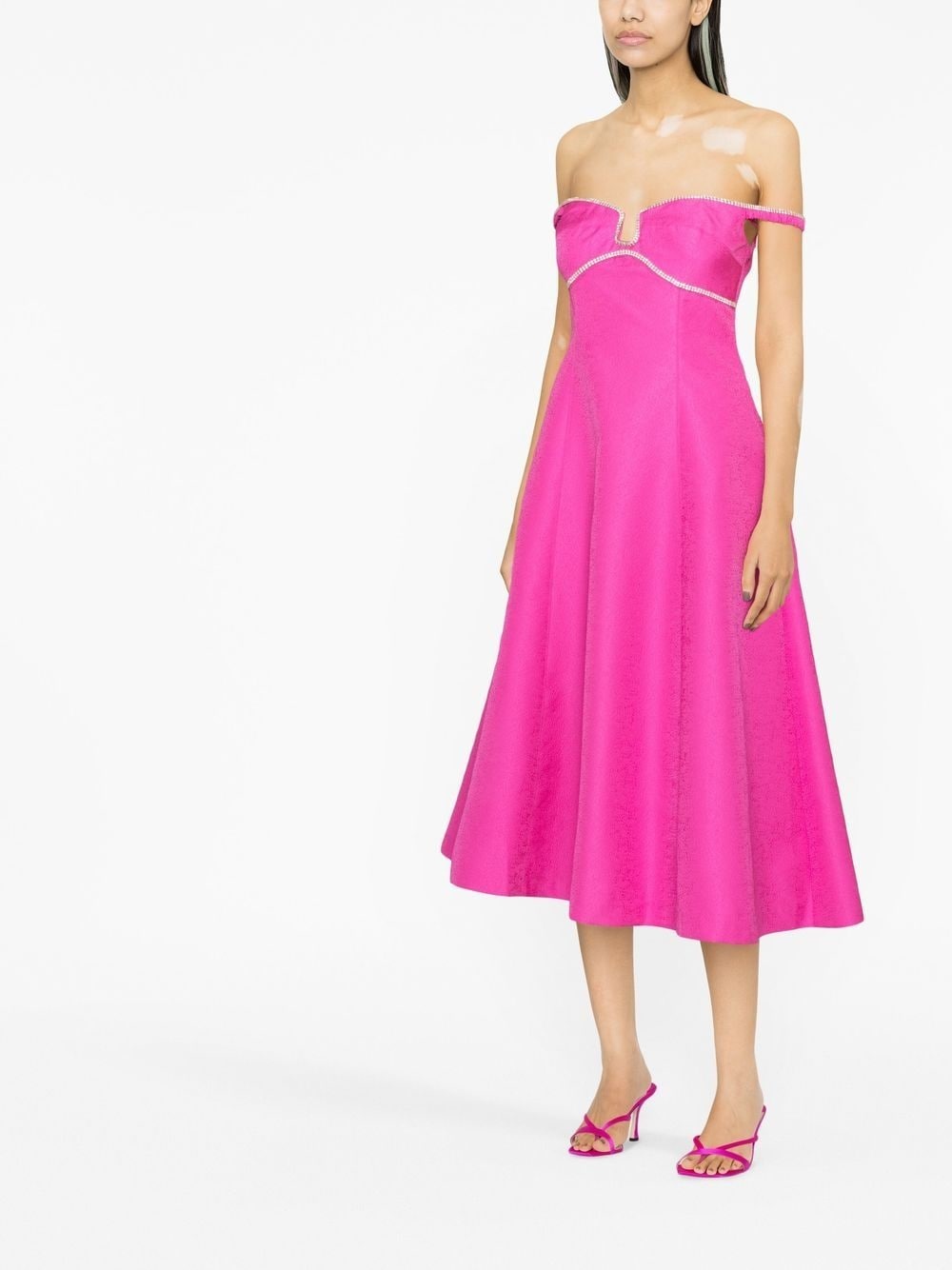 off-shoulder flared midi dress - 3