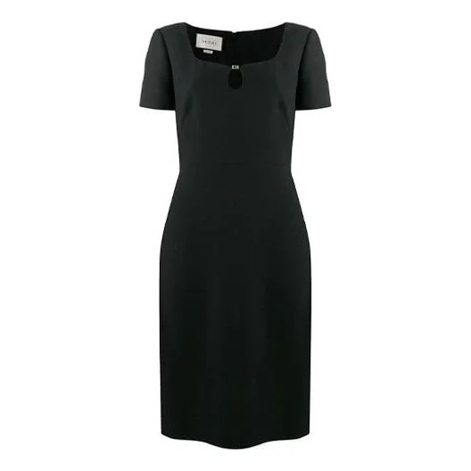 (WMNS) Gucci Wool Silk Tight Dress 'Black' 631484-ZAD88-1000 - 1