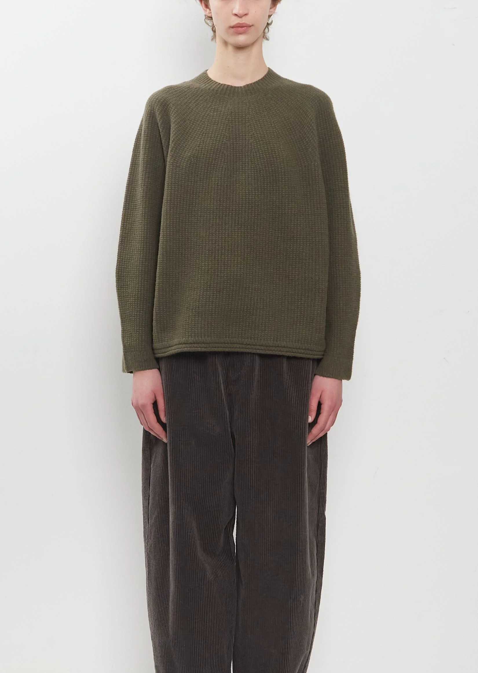 Textured Wool Cashmere Crewneck Pullover - 1