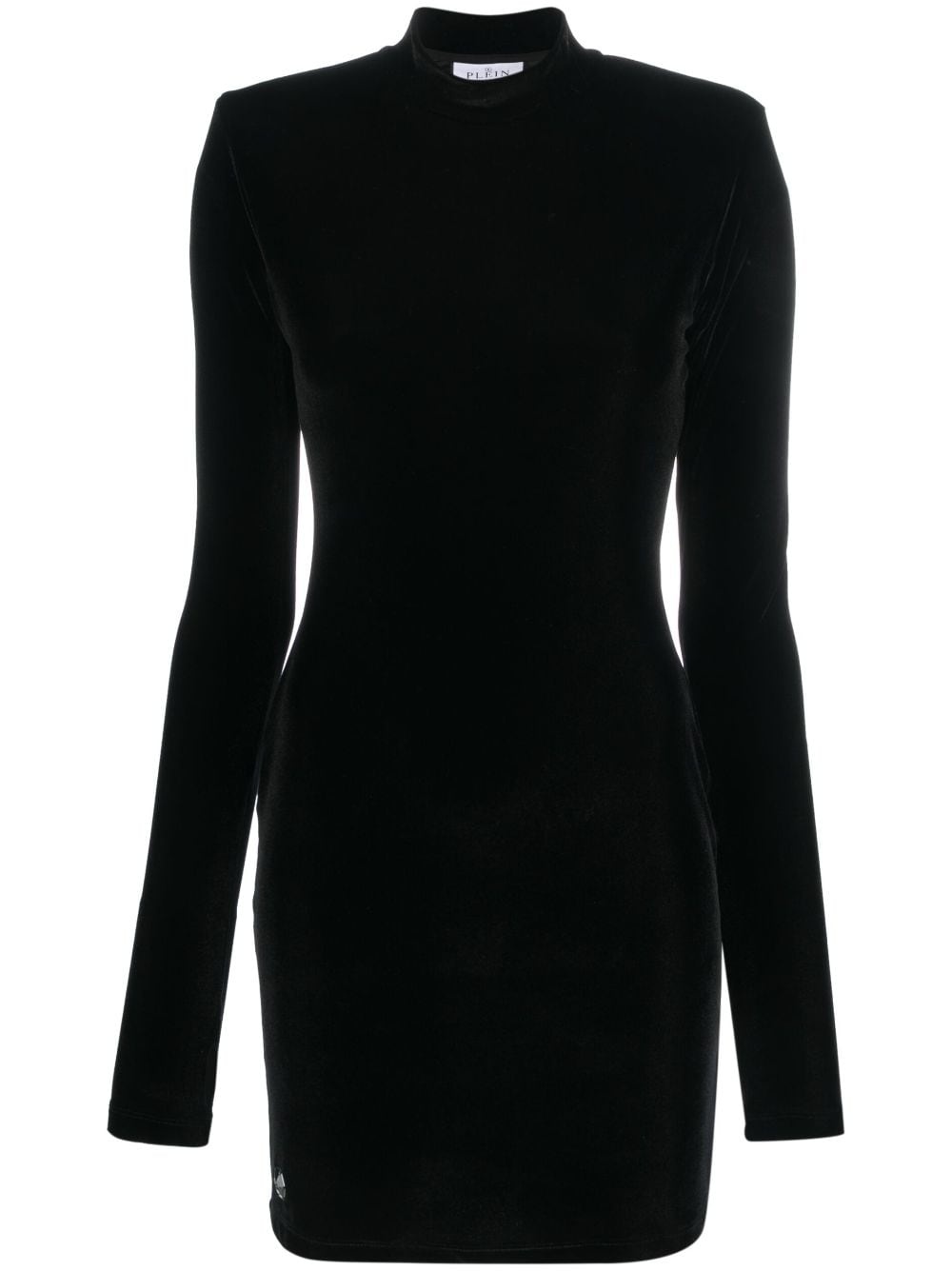 logo-plaque velvet minidress - 1