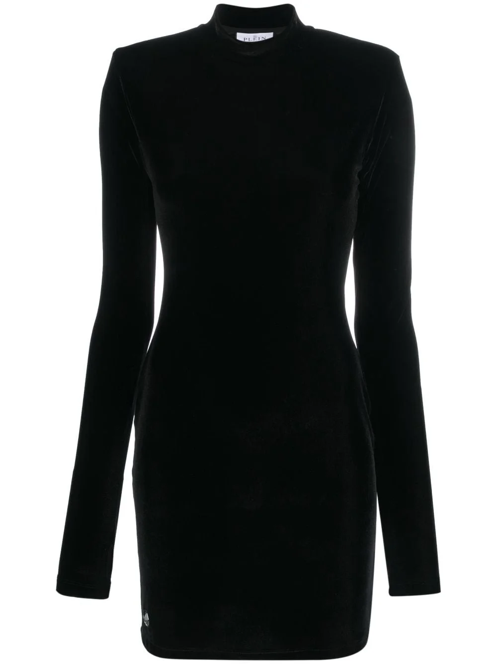 logo-plaque velvet minidress - 1