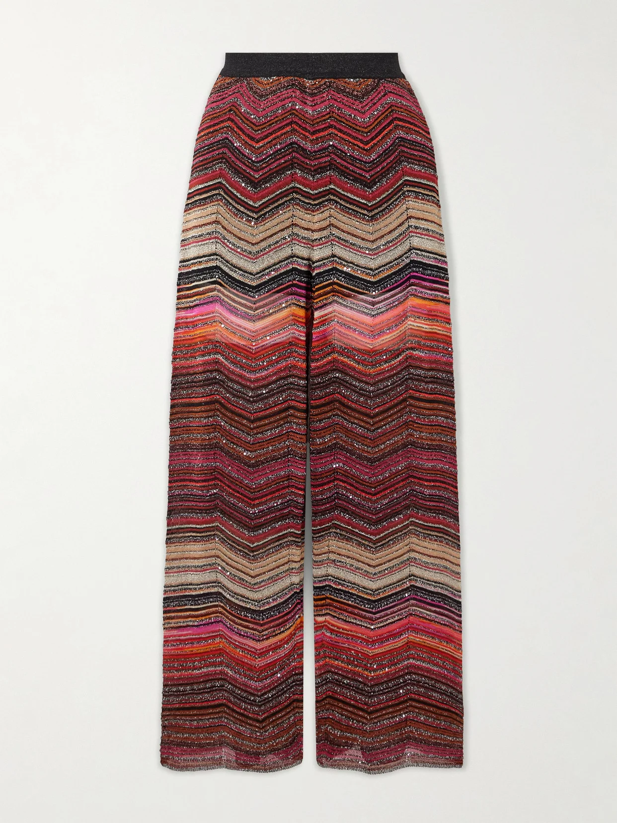Mare Sequined Striped Metallic Crochet-knit Wide-leg Pants - 1