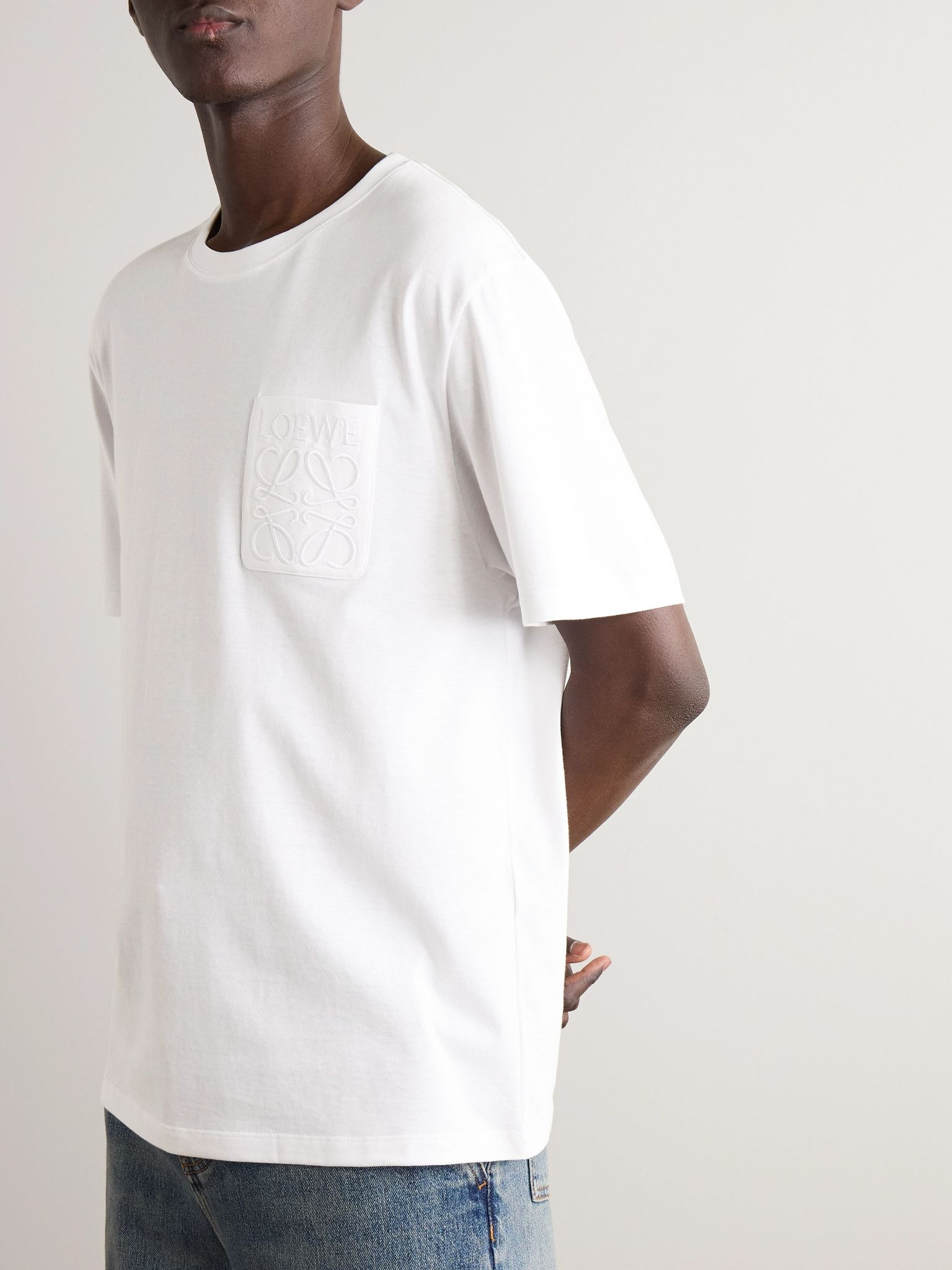 Logo-Embroidered Cotton-Jersey T-Shirt White - 3