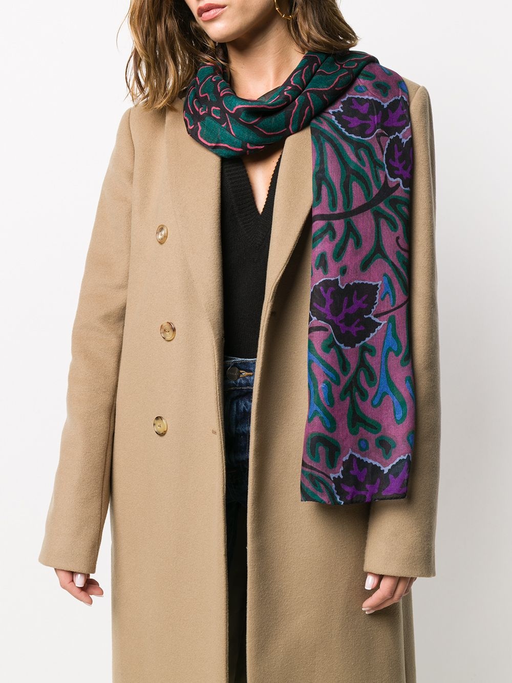 leaf-print scarf - 2