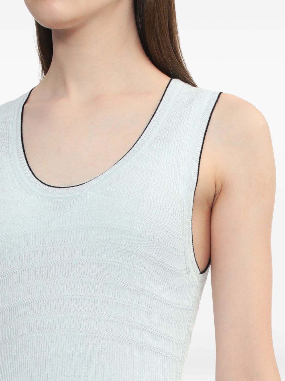 ribbed-knit scalloped-hem top - 5