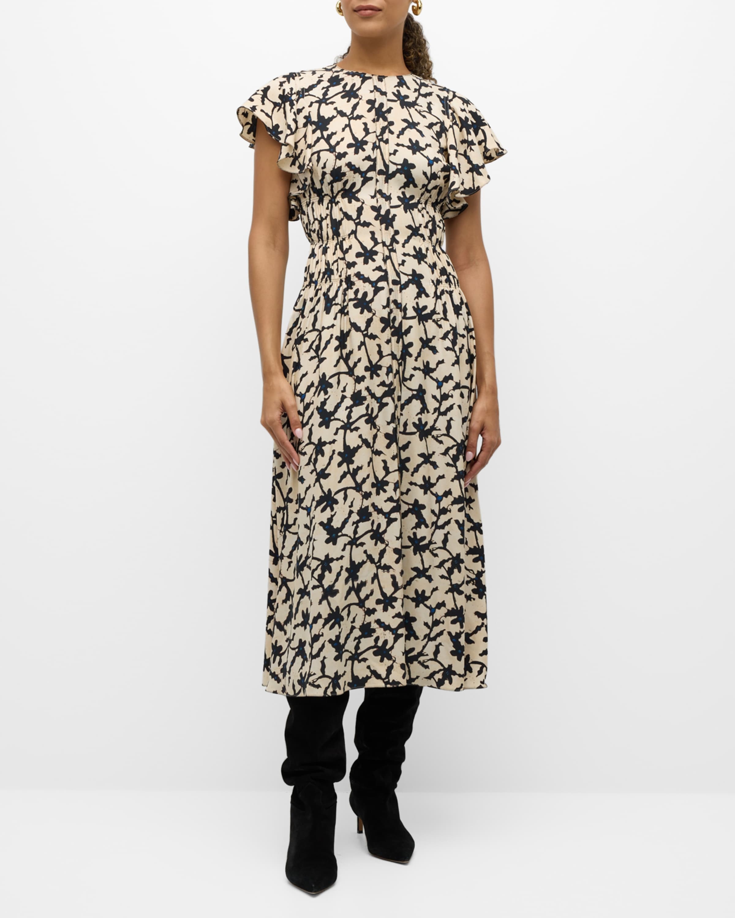 Anais Printed A-Line Midi Dress - 1