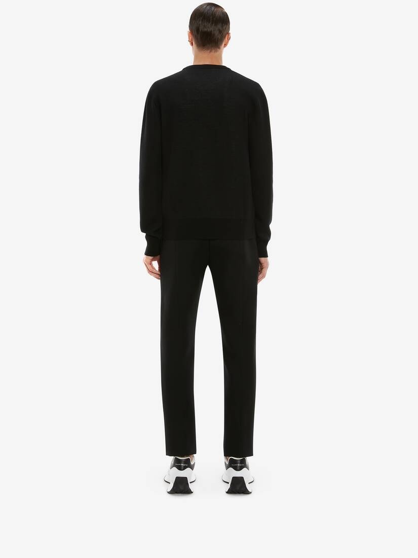 Skull Jacquard Jumper in Black/ivory - 4