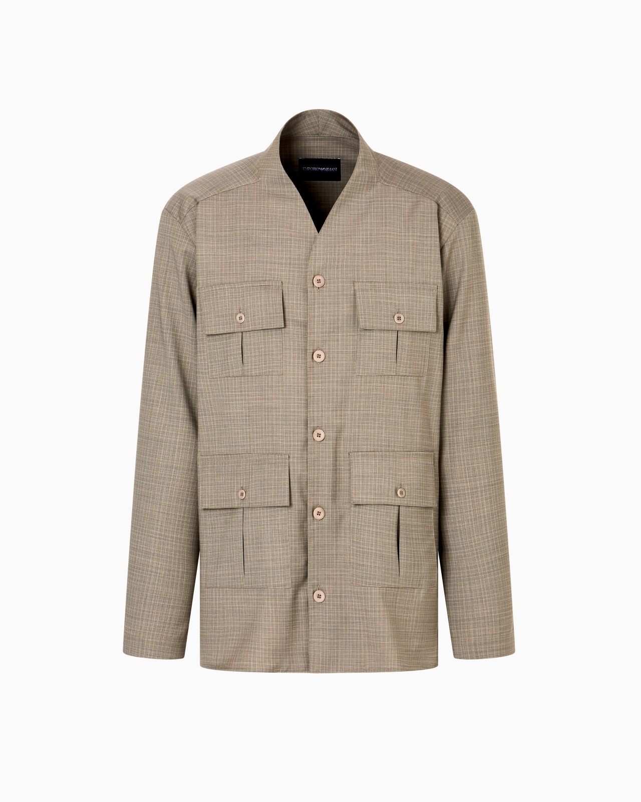SHIRT JACKET IN TROPICAL LIGHT WOOL CANVAS - 1