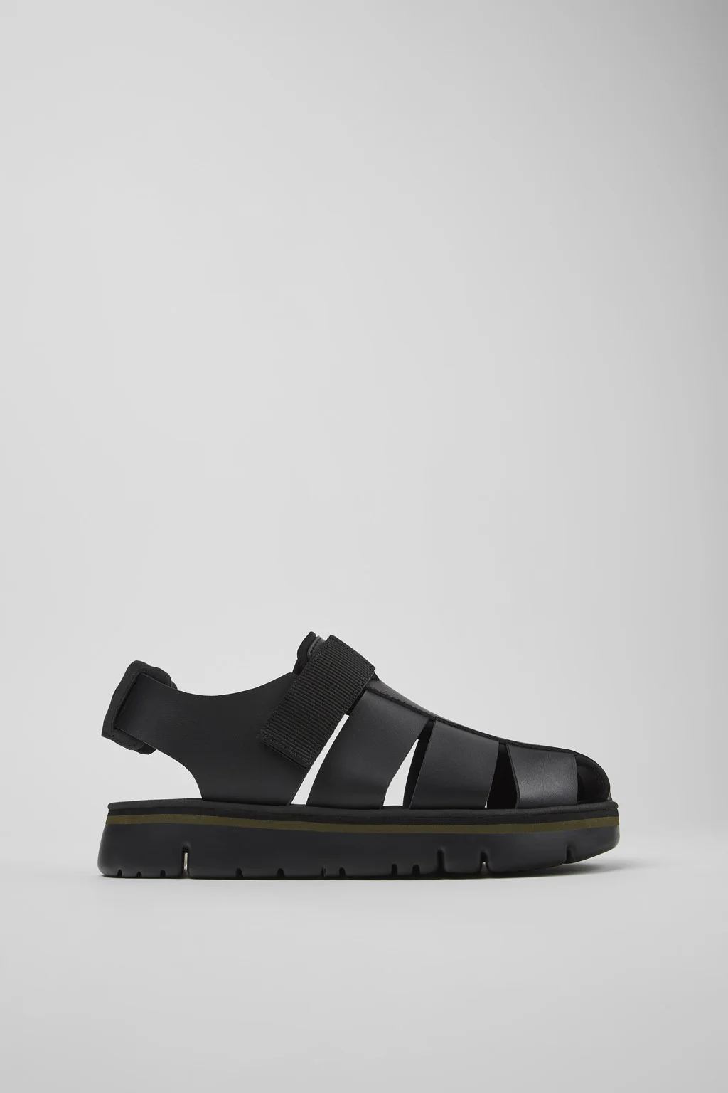 Oruga Black Leather/Textile Sandal for Men - 1