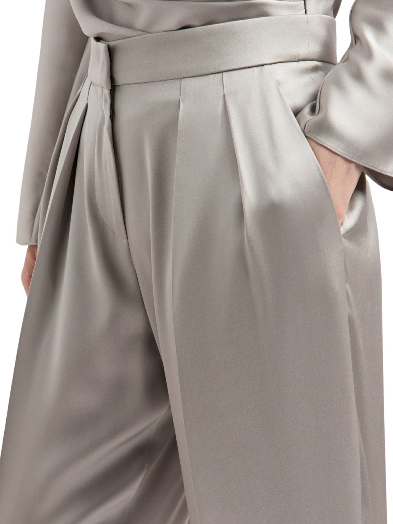 DOUBLE PLEAT TROUSERS IN DOUBLE SILK SATIN - 5