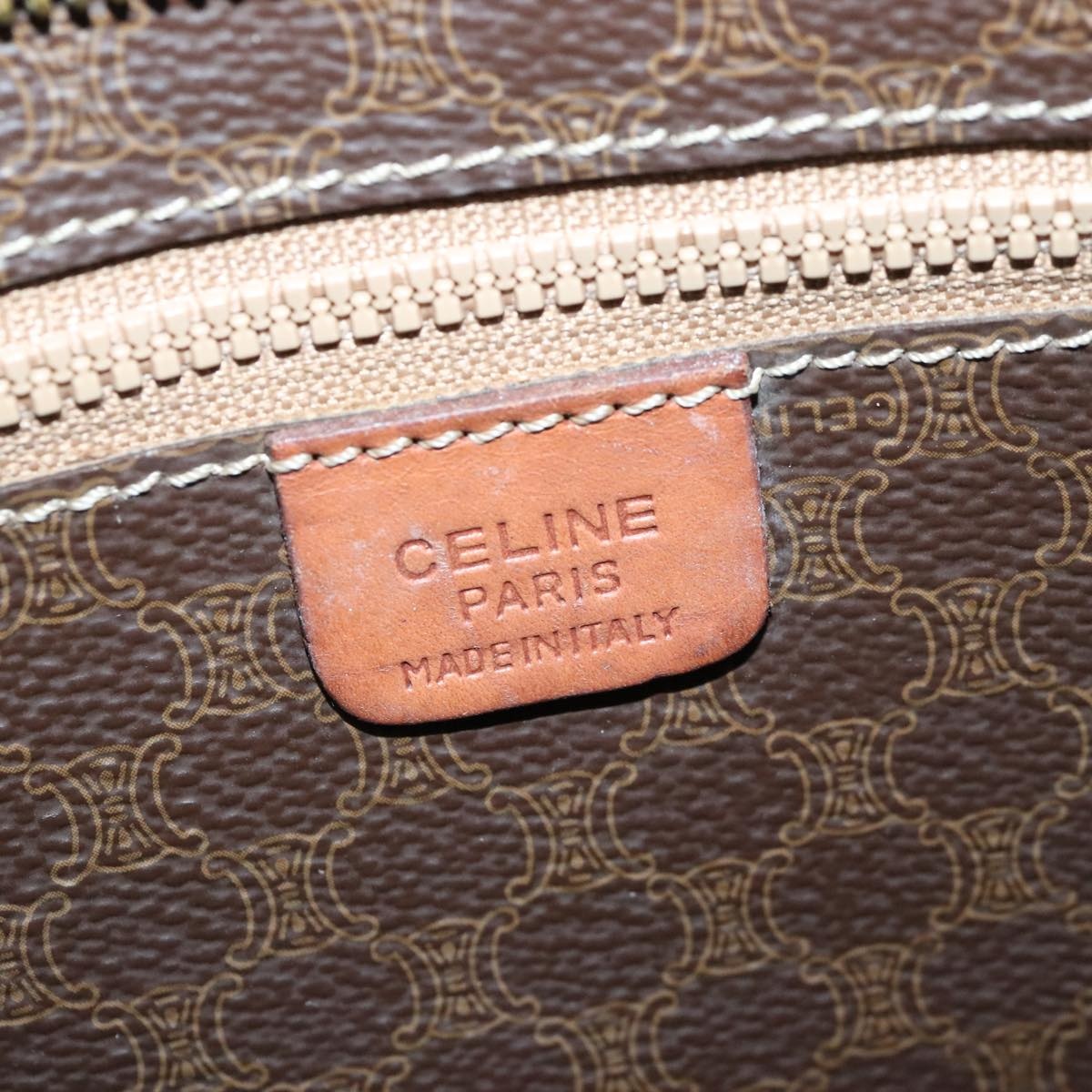 CELINE Macadam Canvas Shoulder Bag Pvc Leather Brown - 16