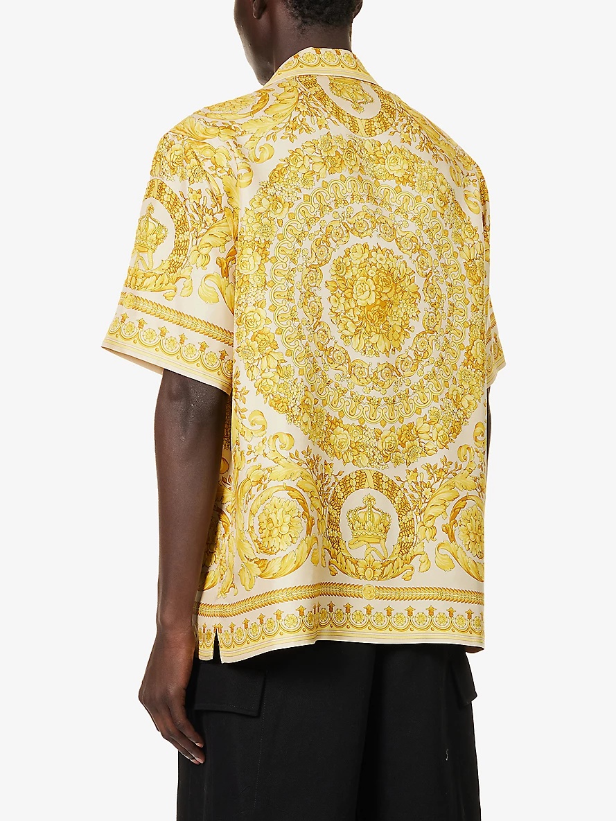 Baroque-print camp-collar silk shirt - 4