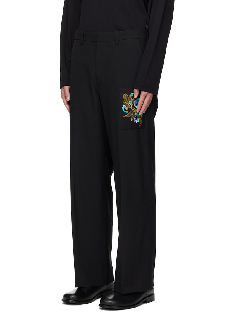 Dries Van Noten Black Embroidered Patch Trousers outlook