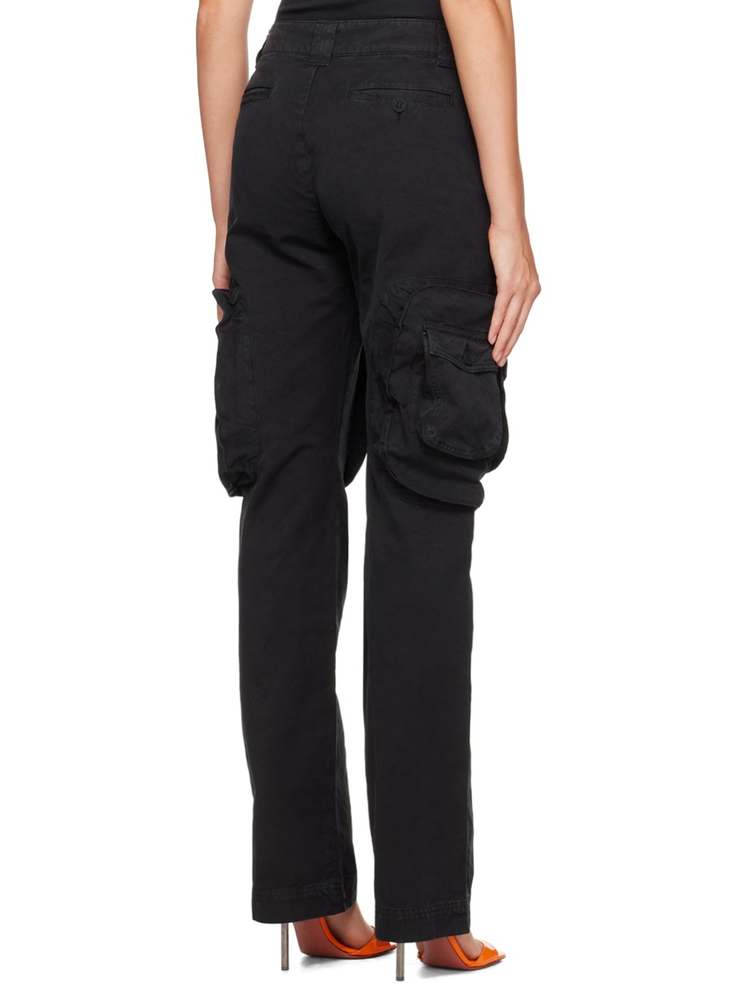 Black Flap Pocket Cargo Pants - 3