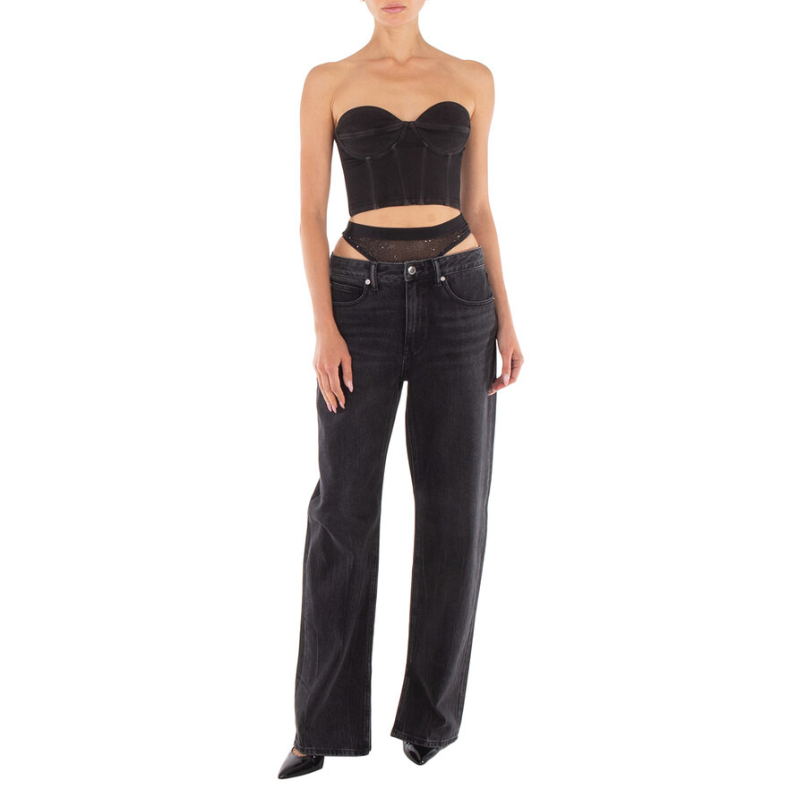 Alexander Wang Slit Hem Jeans With Prestyle Hotfix Undie - 4