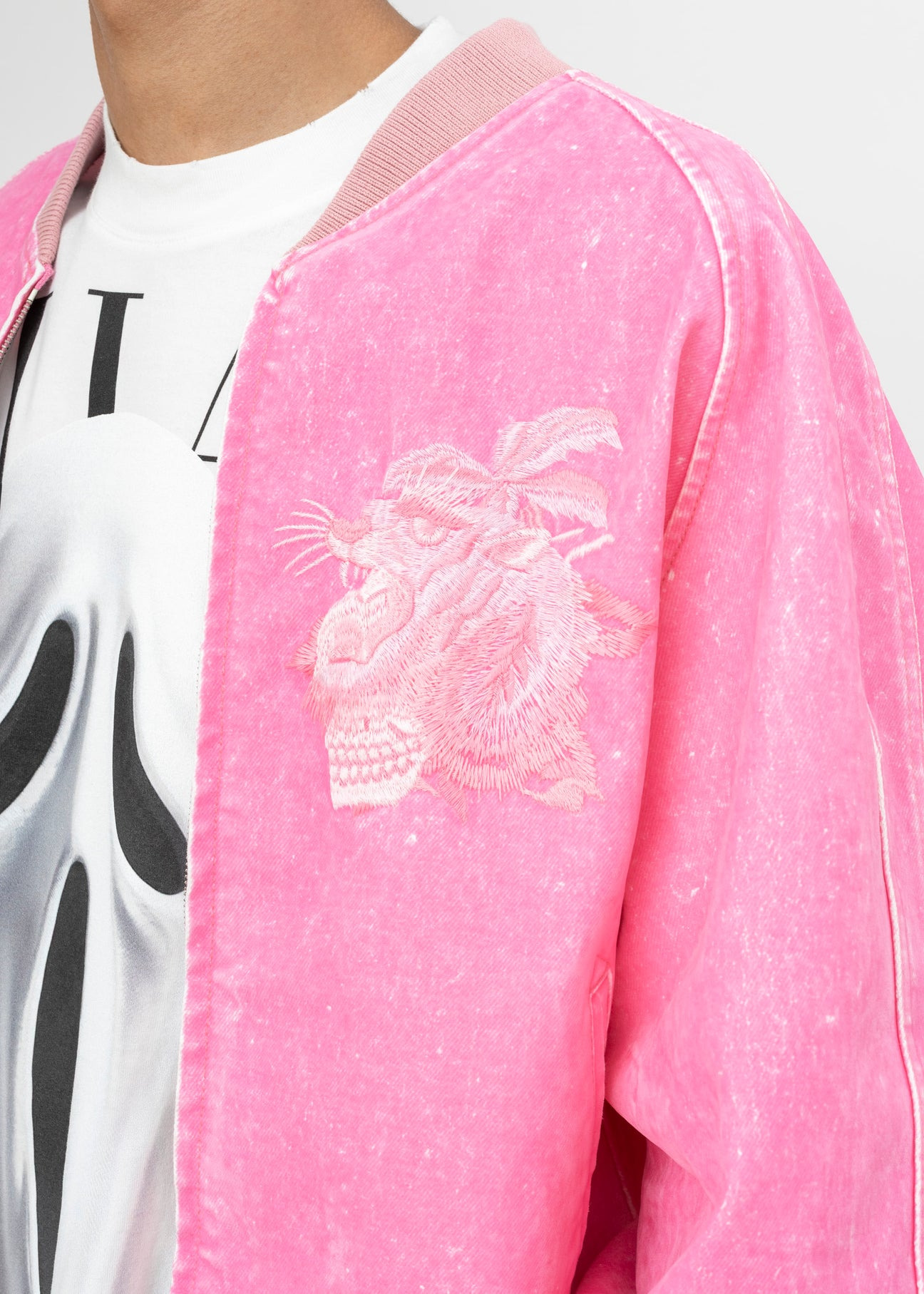 PINK DOUBLET FLOCKED DEINM SOUVENIR JACKET - 4