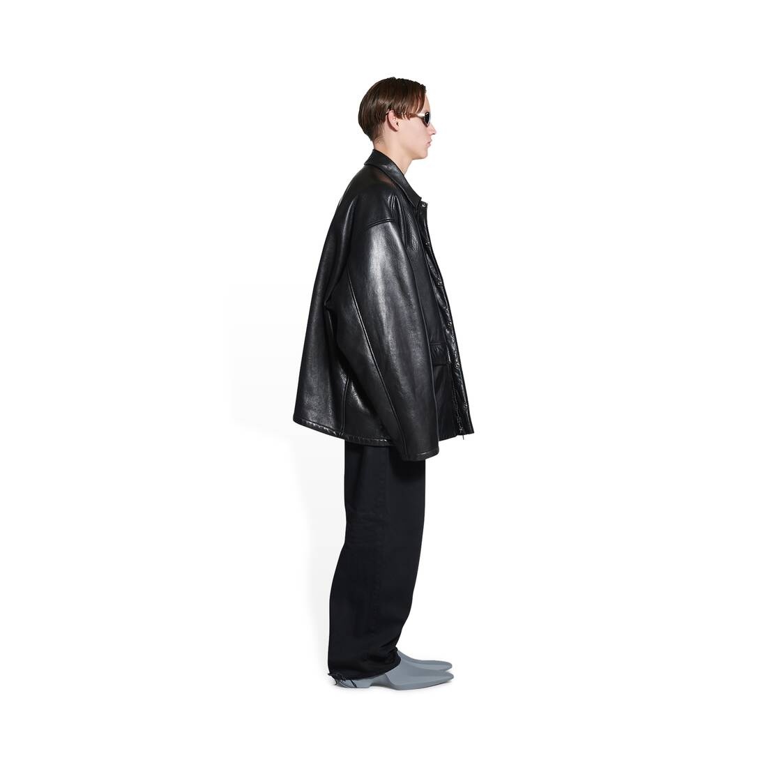 Men's Shearling Lining Jacket in Black - 3