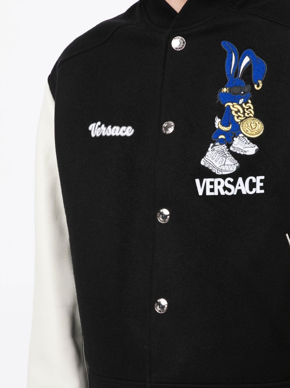 wool logo-embroidered bomber jacket - 5