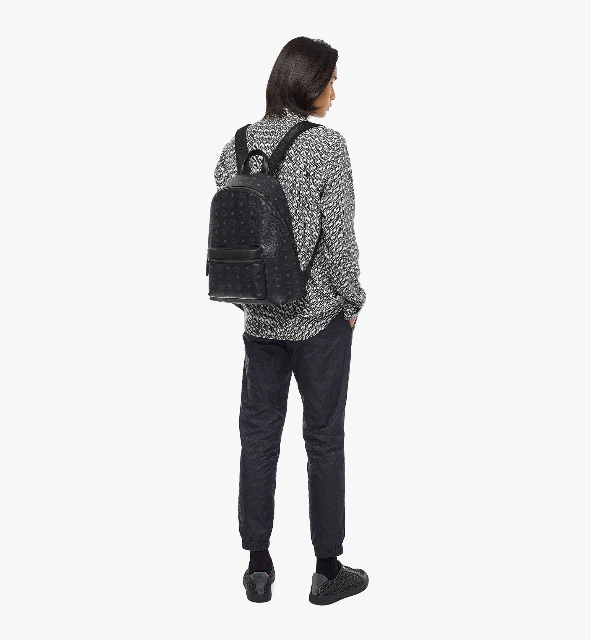 MCM Brandenburg Denim Jacquard Logo Medium Backpack