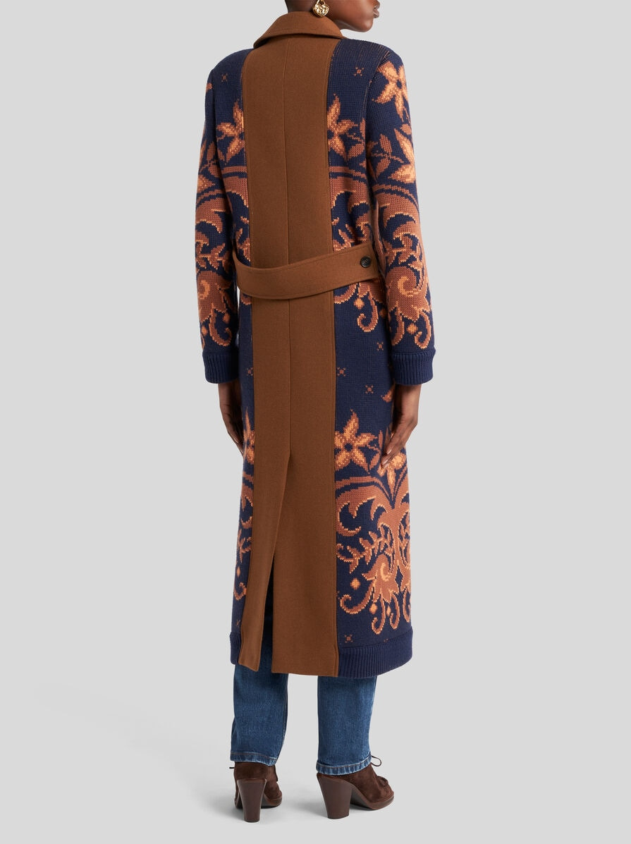 DOUBLE-BREASTED COAT WITH KNIT INSERTS - 4