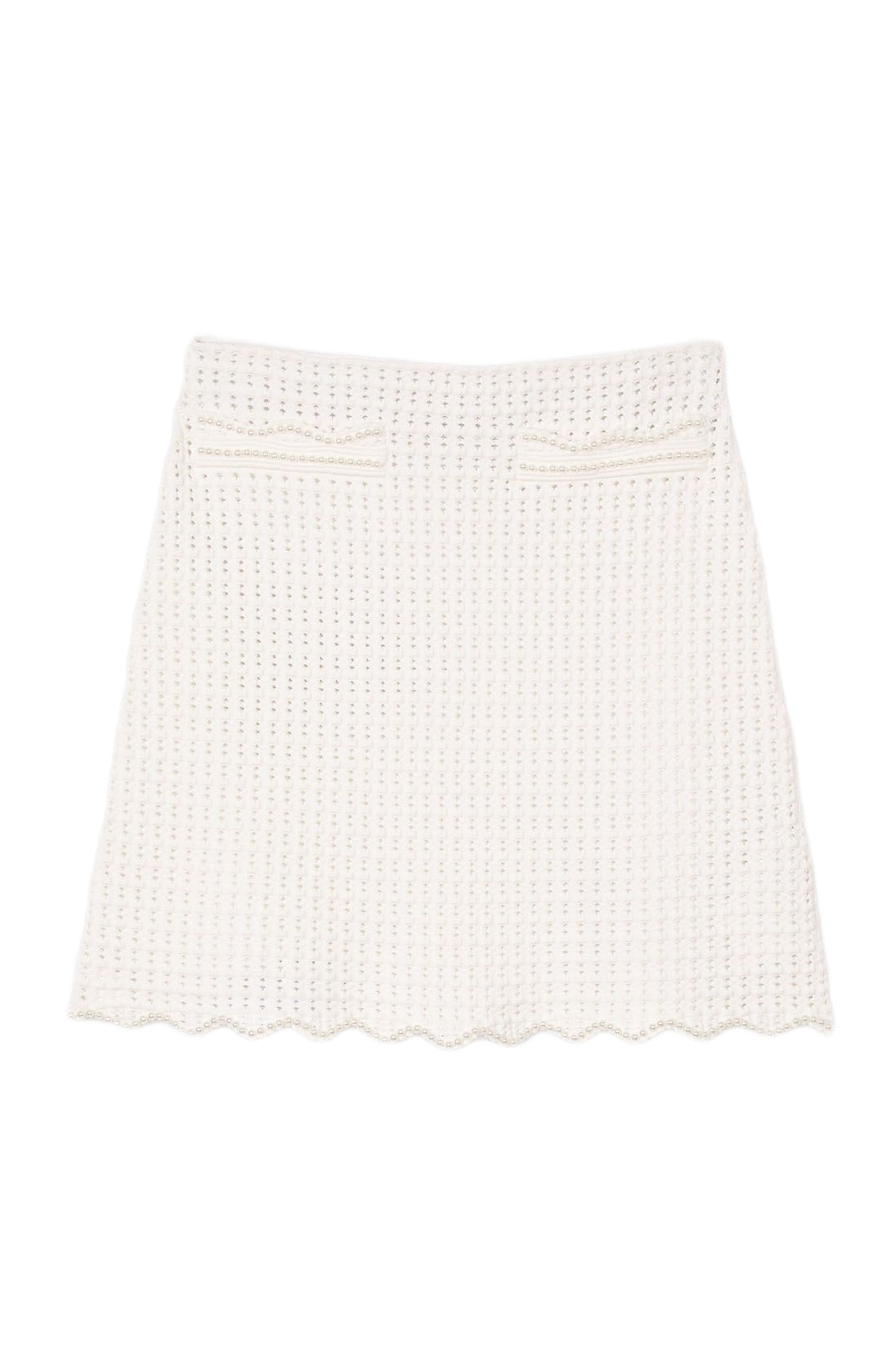 SANDRO Short pearl bead knit skirt in White at Nordstrom - 5