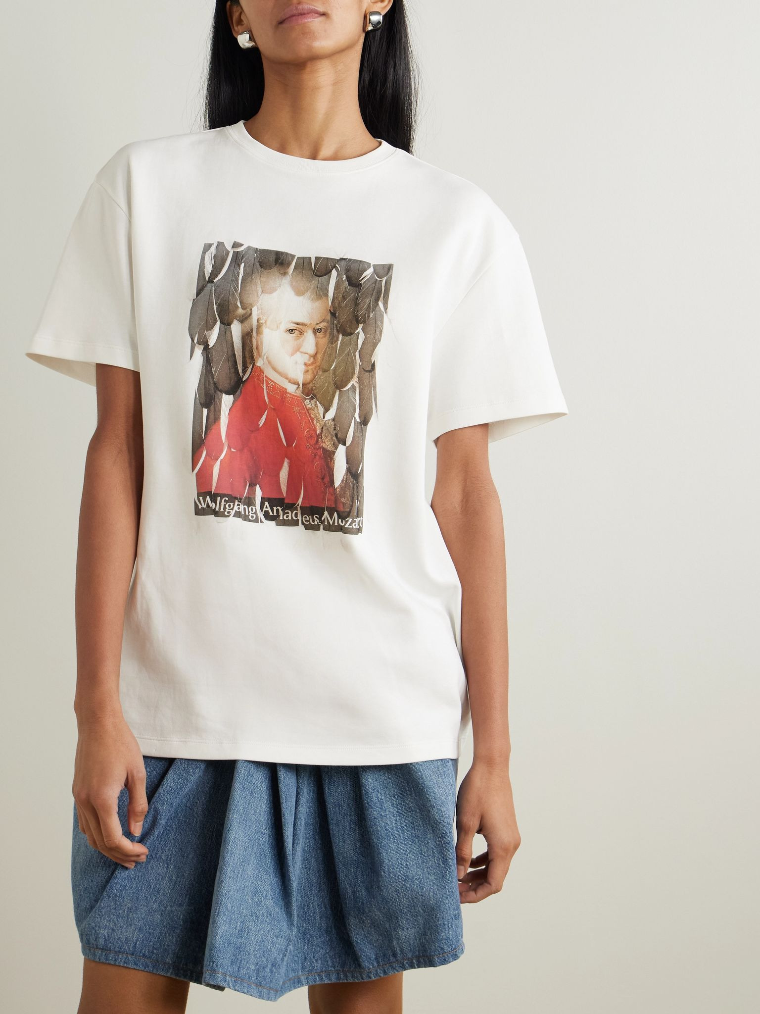 Printed cotton-blend jersey T-shirt White - 3